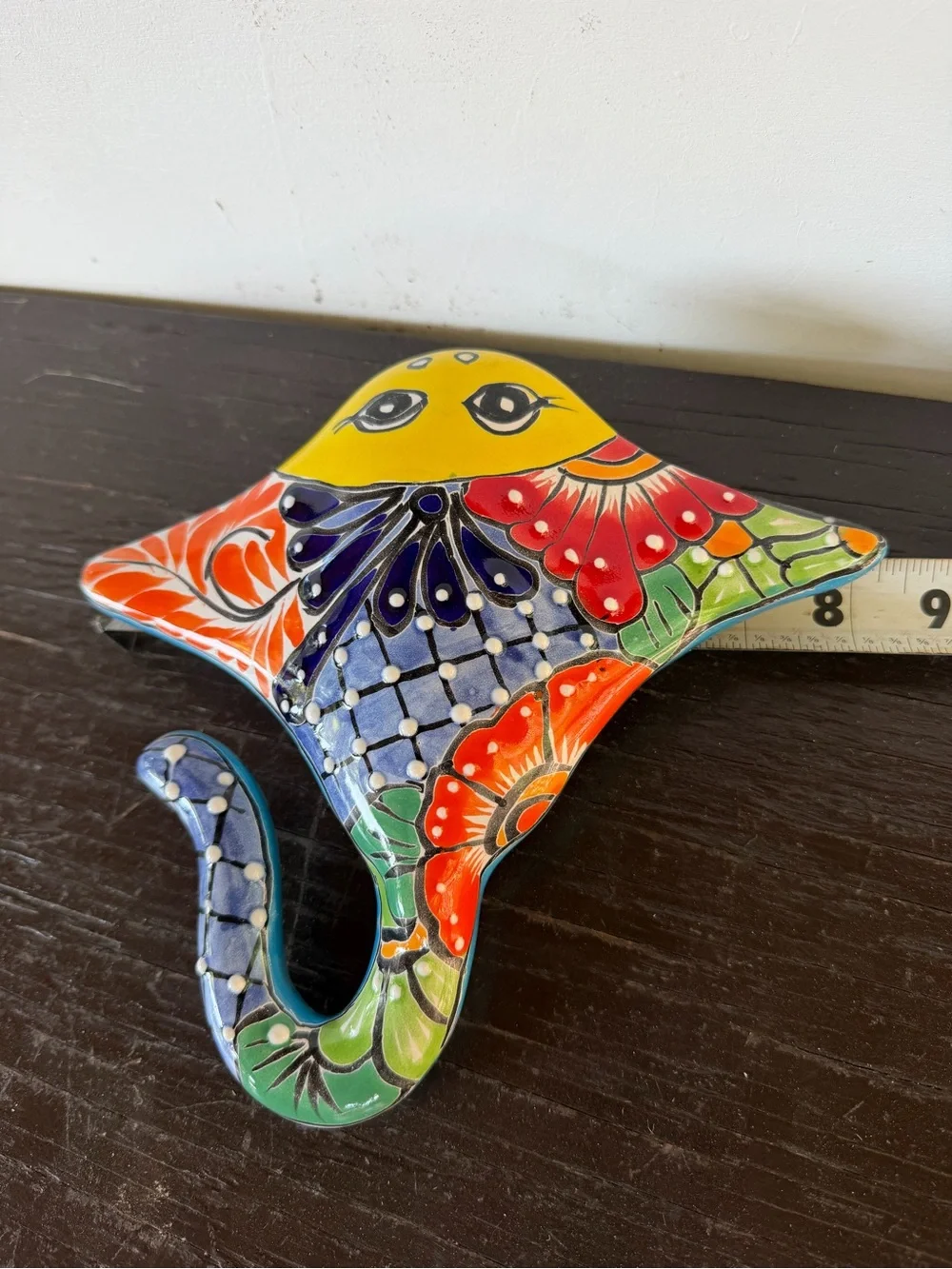 Hand-Painted Multicolor Talavera Stingray Wall Decor